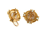Elizabeth Locke Oval Cabochon Aquamarine Earrings
