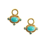 Elizabeth Locke Horizontal Oval Cabochon Turquoise Earring Charms