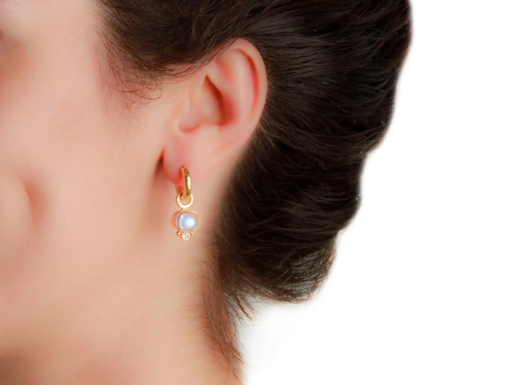 Elizabeth Locke Oval Cabochon Moonstone Earring Charms