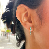 .40ct Emerald & .30ct Diamond 14K White Gold Hoop Earrings