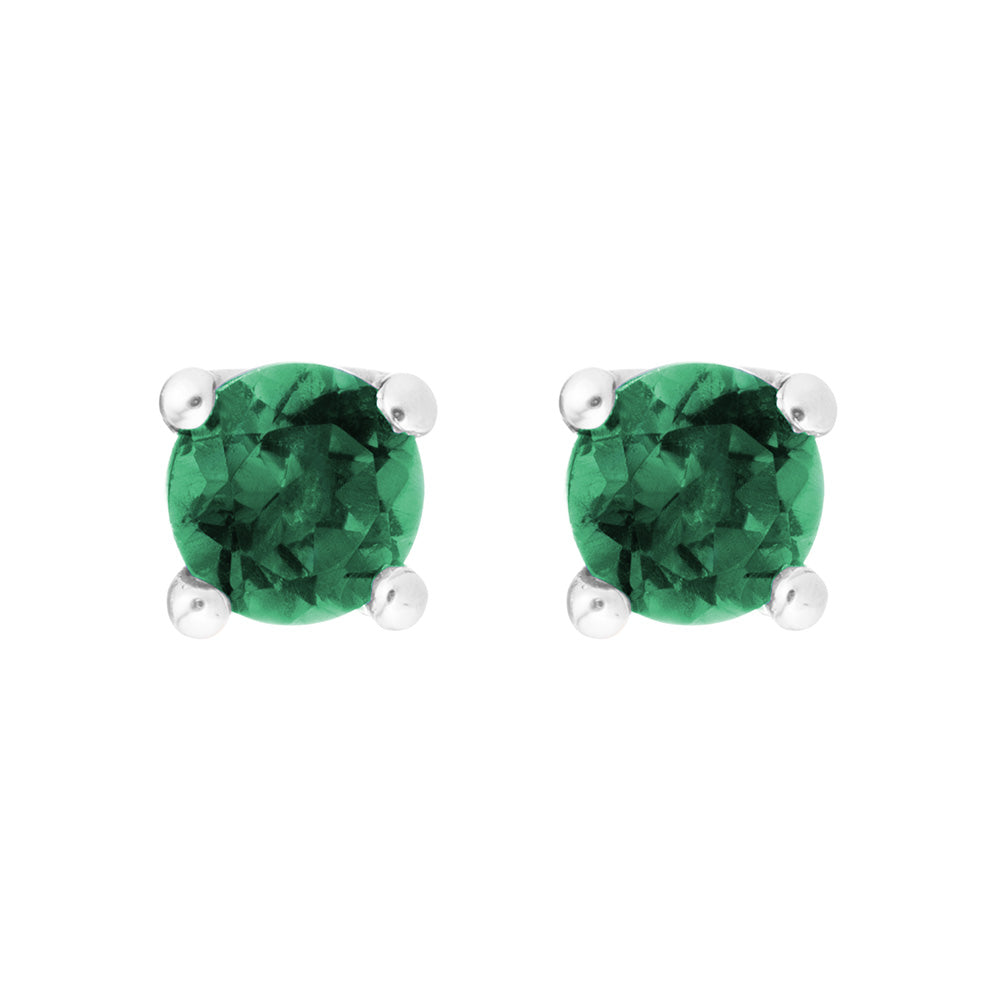 Emerald 14K White Gold 4mm Stud Earrings