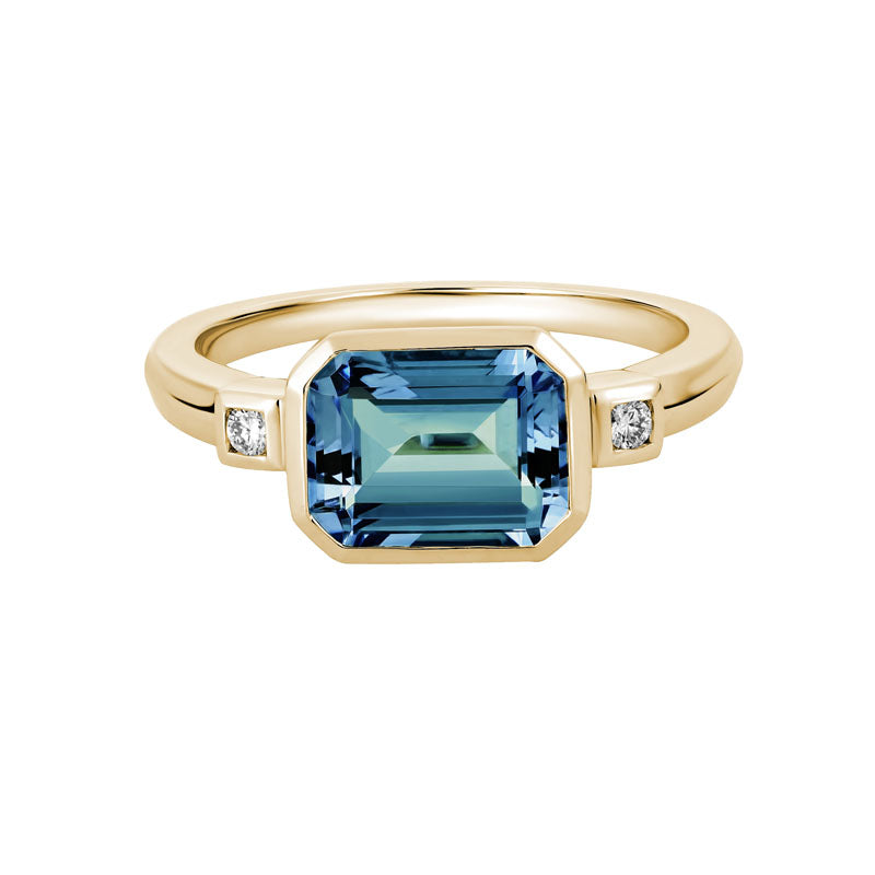 London Blue Topaz & Diamond 14K Yellow Gold Ring