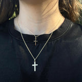 14K Yellow Gold Diamond 12x23mm Cross Pendant Necklace