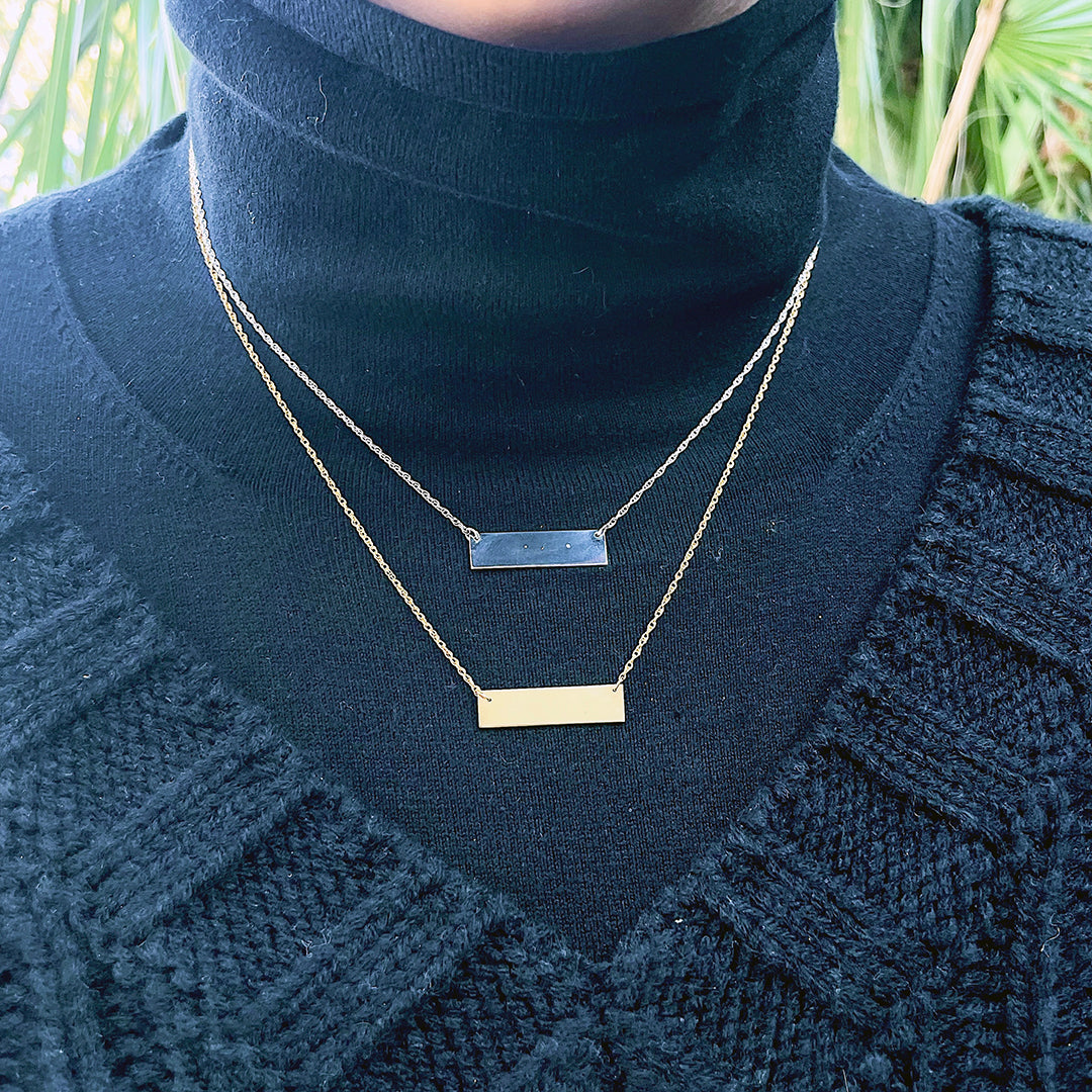 22K Gold Plated Bar Pendant Necklace