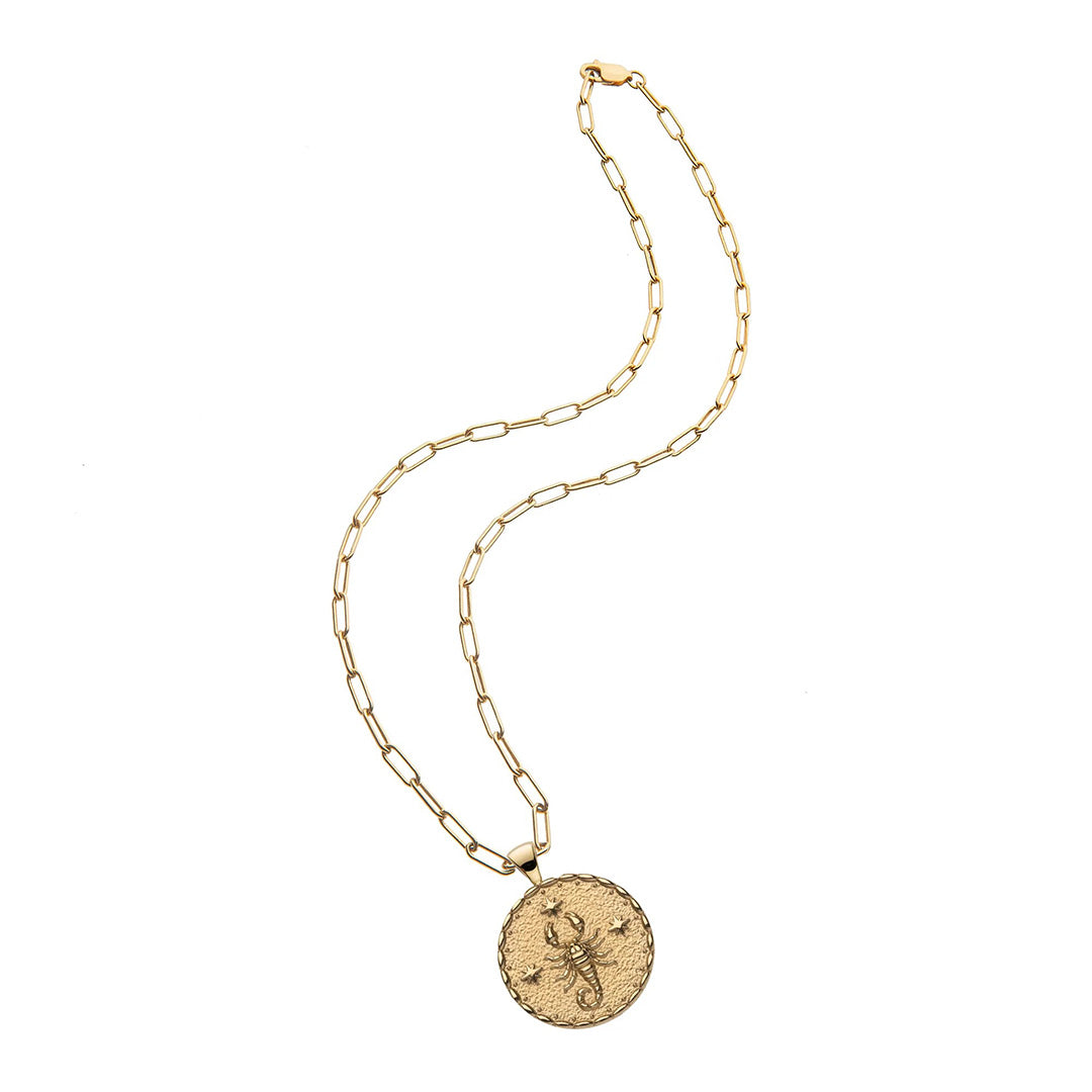 Jane Win Scorpio Zodiac Coin Pendant Necklace