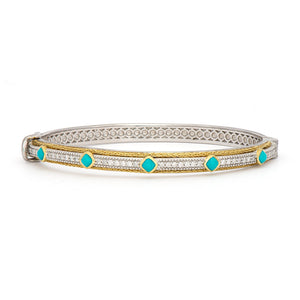 Jude Frances Mixed Metal Double Woven Rope Turquoise Bangle