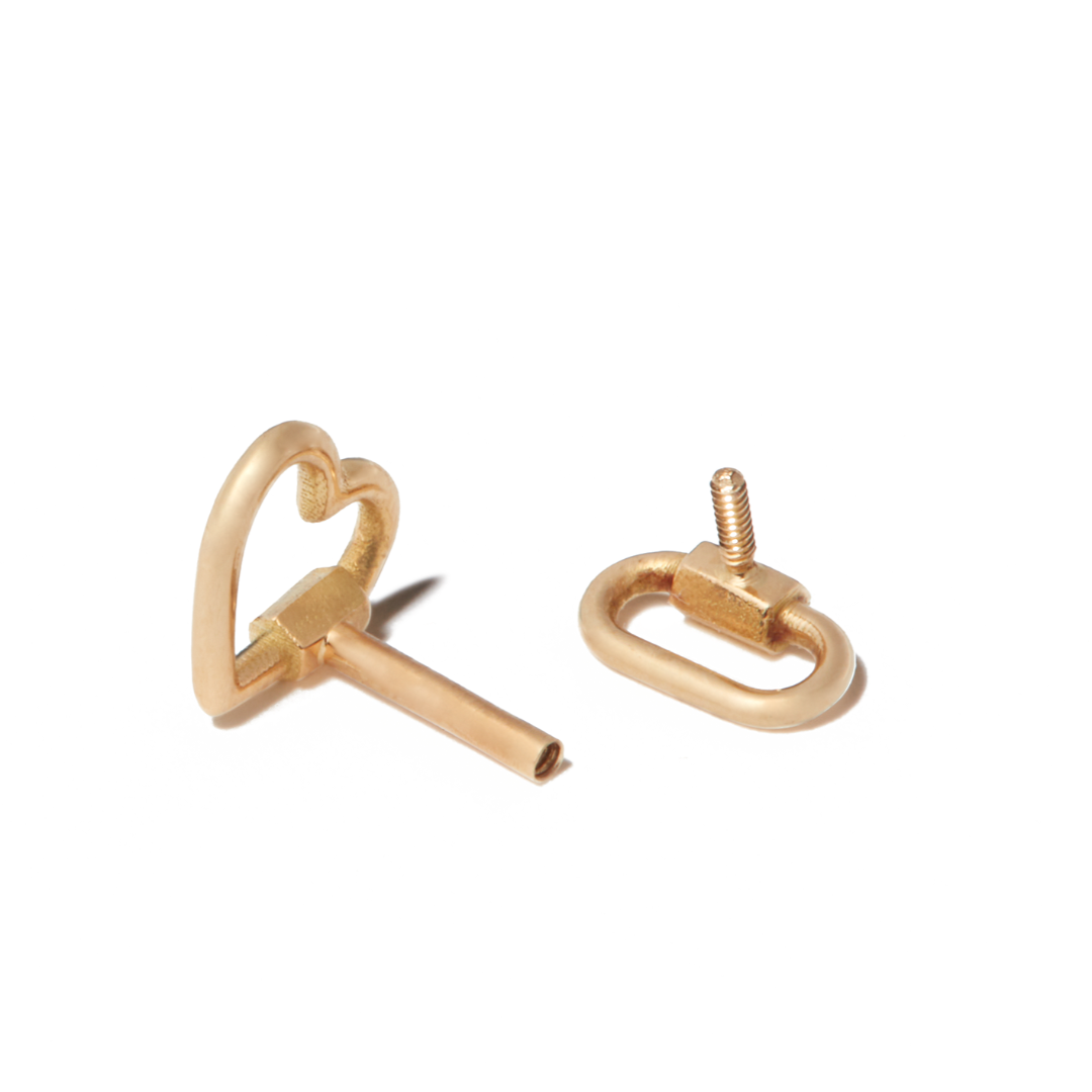 Marla Aaron 18K Yellow Gold Heart Lockette Earring