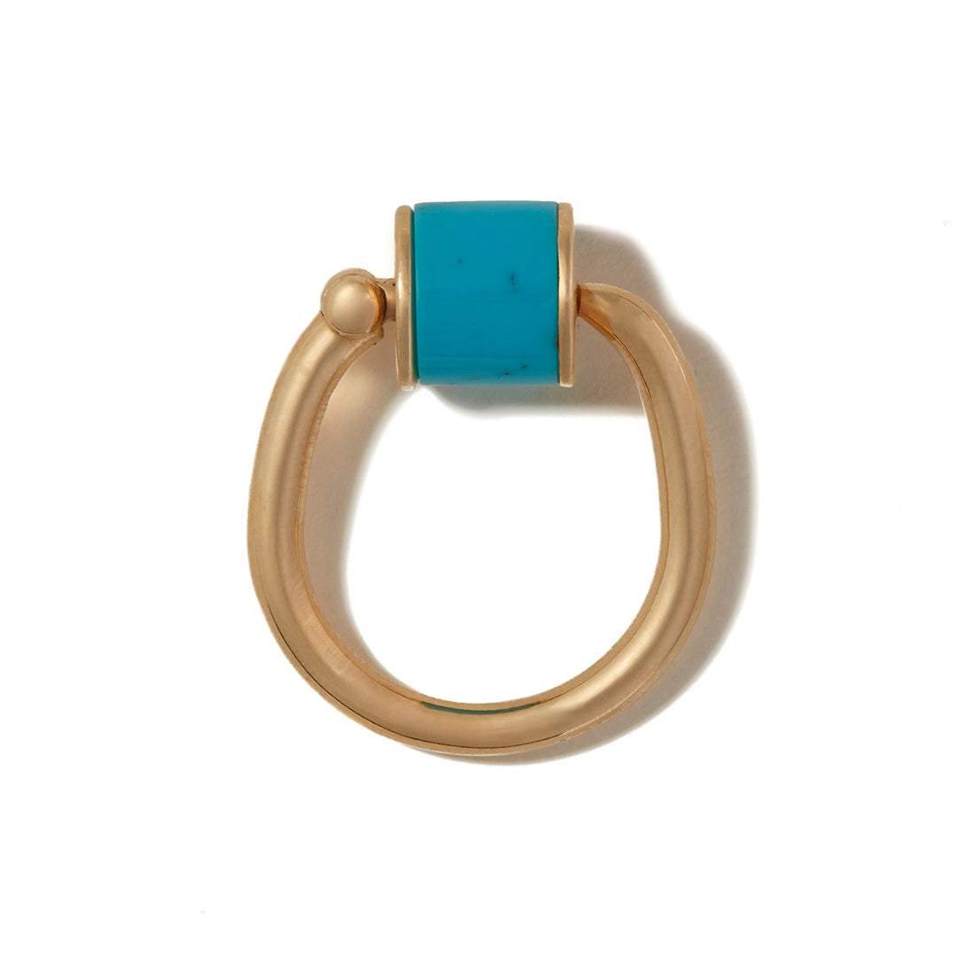 Marla Aaron 18K Gold Turquoise Chubby Trundle Lock Ring