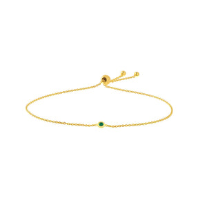 Emerald Bezel 14K Yellow Gold Bolo Bracelet