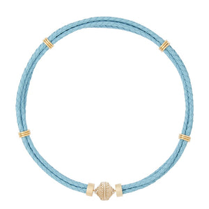 Clara Williams Aspen Braided Leather Necklace Powder Blue
