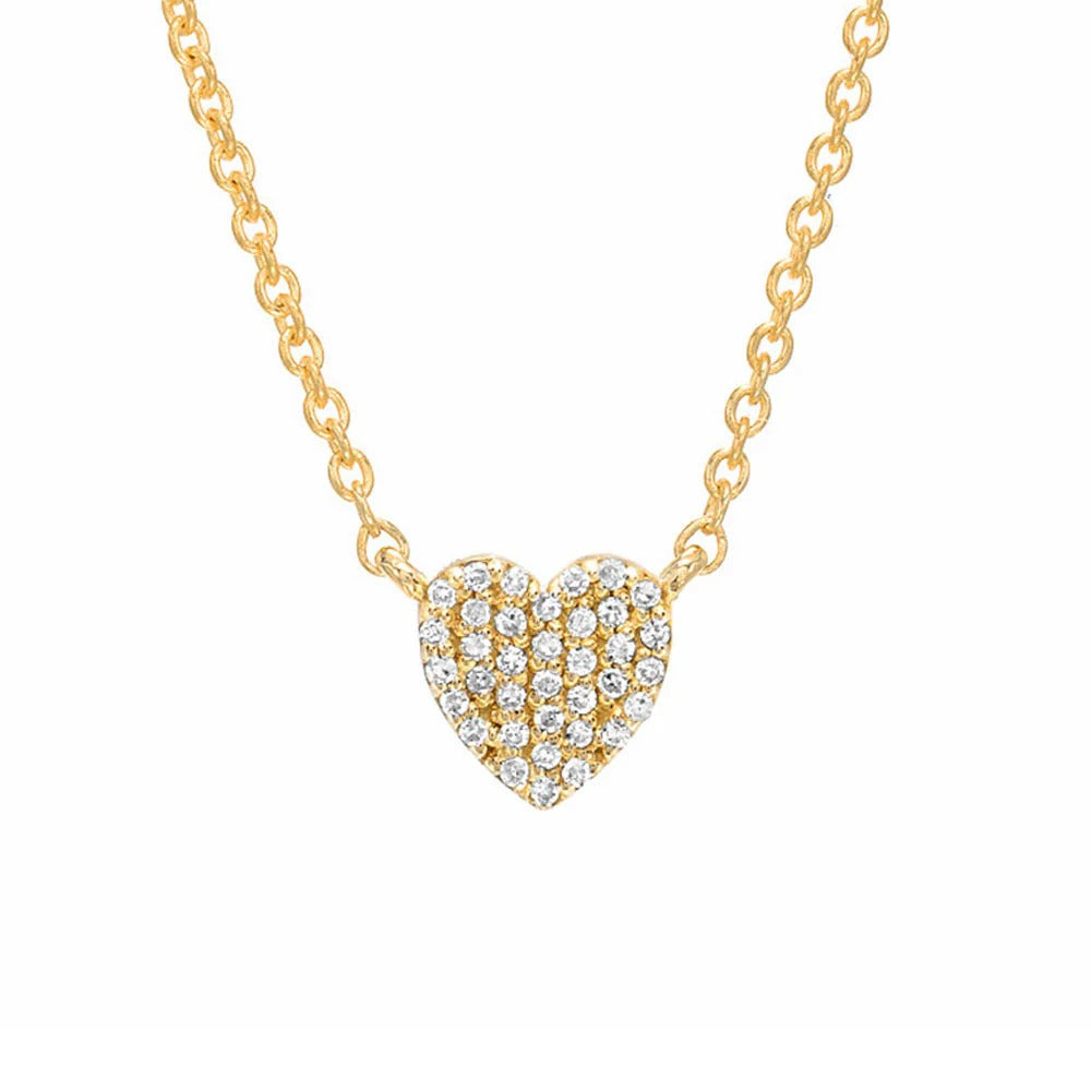 Diamond Pavé Heart 14K Gold Pendant Necklace