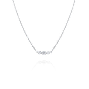 Diamond Bezel 3 Stone 14K White Gold Pendant Necklace