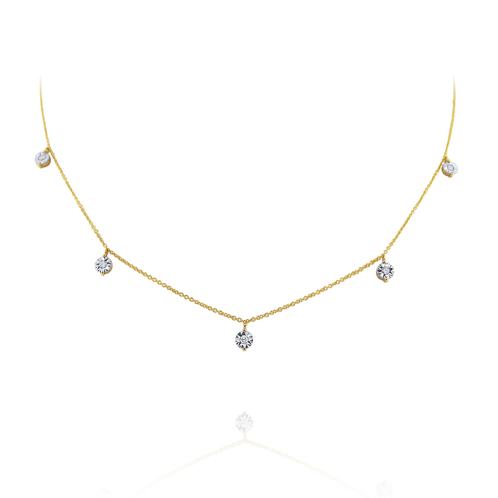 Diamond Drop Station 14K Yellow Gold Necklace