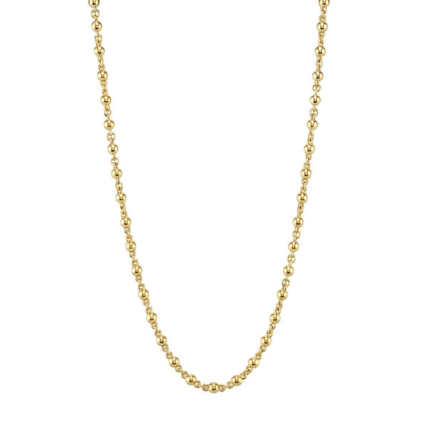 Single Stone 18K Yellow Gold Rosary Chain Necklace 17″