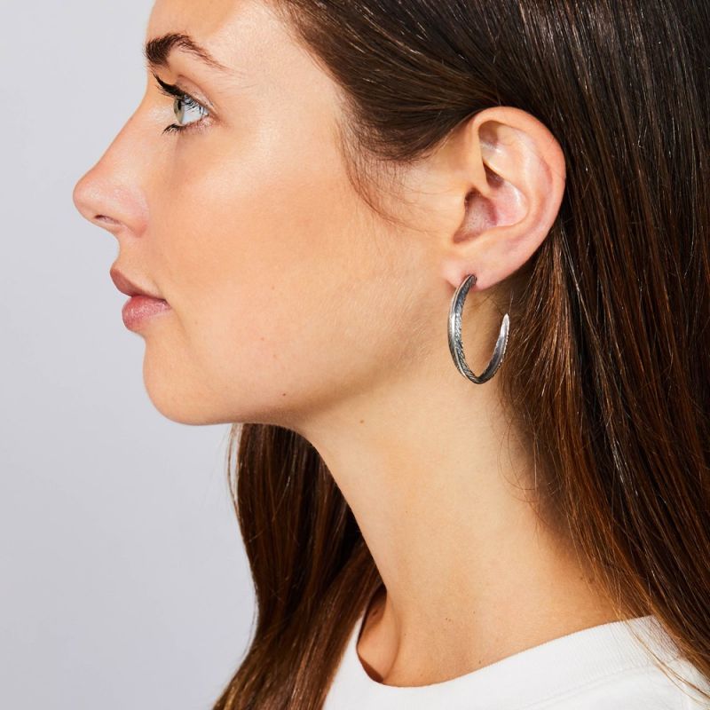 Grainger McKoy Sterling Silver Narrow Feather Earrings