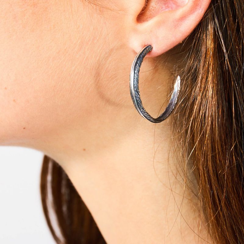 Grainger McKoy Sterling Silver Narrow Feather Earrings