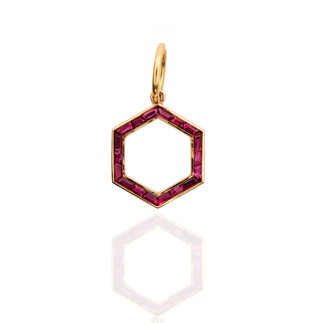 Lawson Dahl Ruby 18K Gold Deco Hexa Pendant
