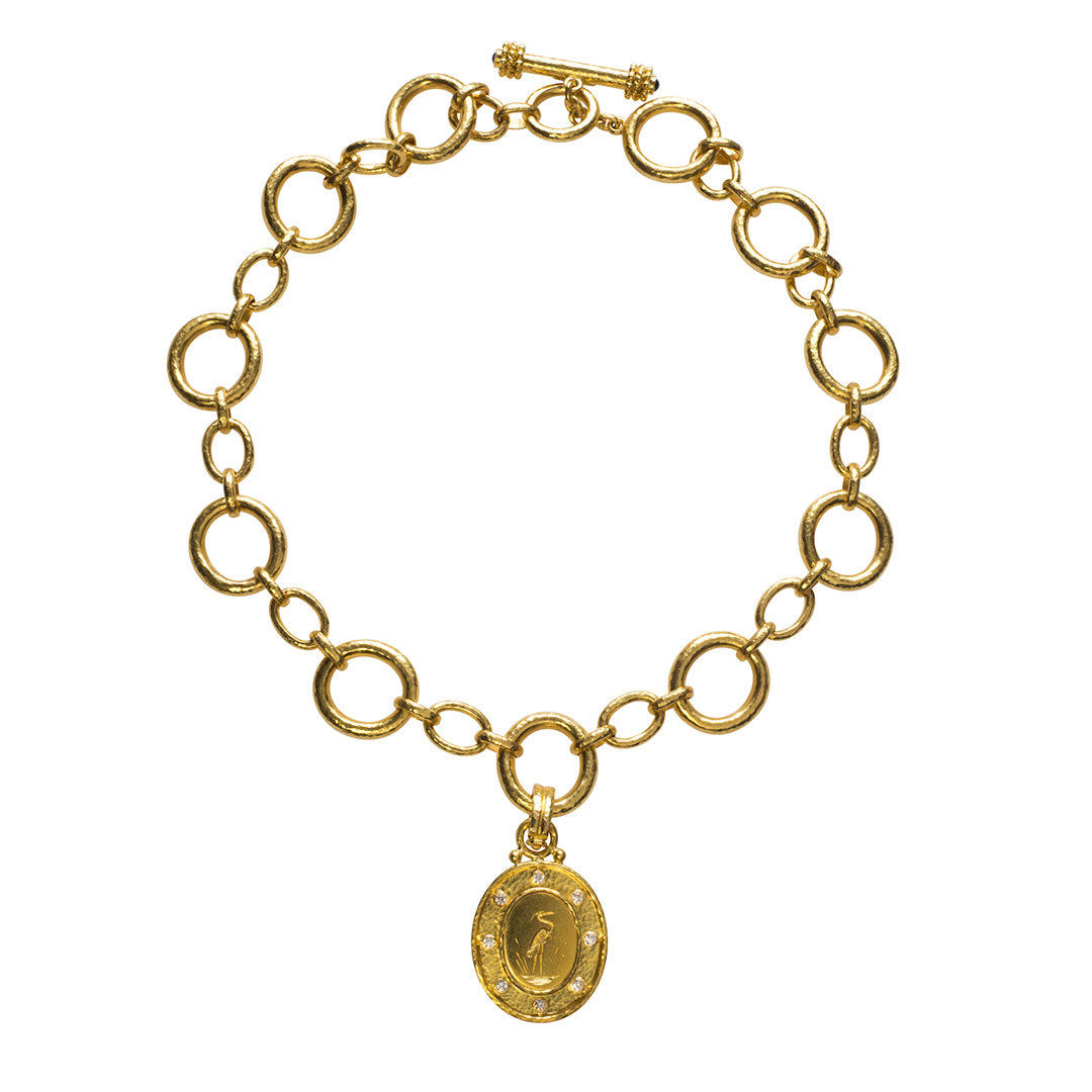 Elizabeth Locke Gold “Crane” Diamond Pendant