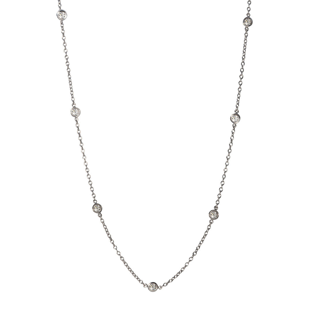 .80ct Diamond by the Yard 14 Station 14K White Gold Necklace