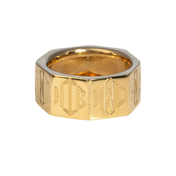 14K Gold Engraved Family Ring