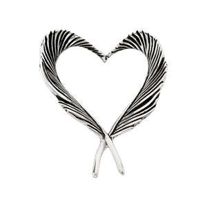 Grainger McKoy Sterling Silver Heart Feather Pin