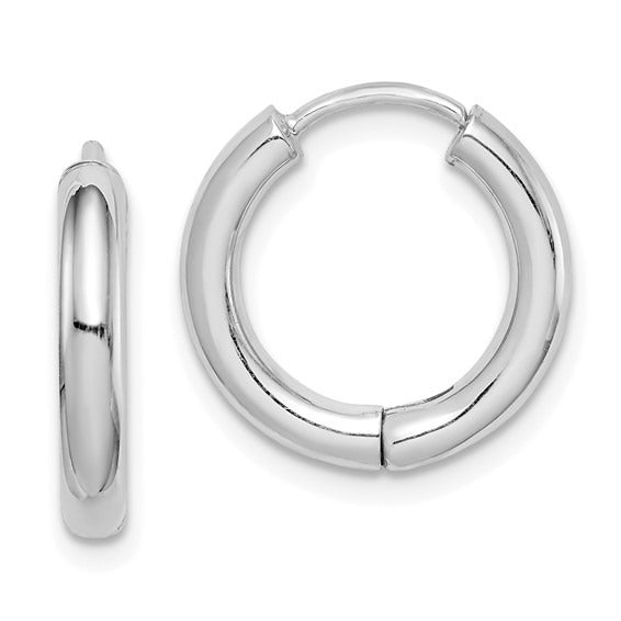Sterling Silver 3x15mm Hinged Hoop Earrings