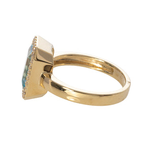 4ct Blue Topaz & Diamond 14K Yellow Gold Ring