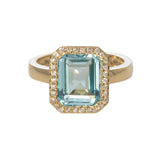 4ct Blue Topaz & Diamond 14K Yellow Gold Ring