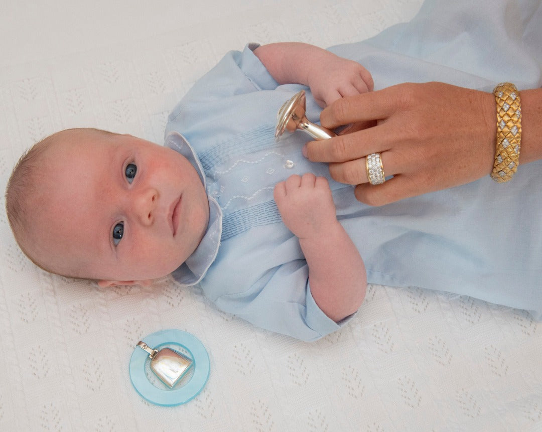 Sterling Silver Dumbbell Baby Rattle