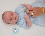 Blue Teething Ring Silver Baby Rattle