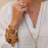 Estate 18K Gold Etruscan Revival Fob Charm Bracelet