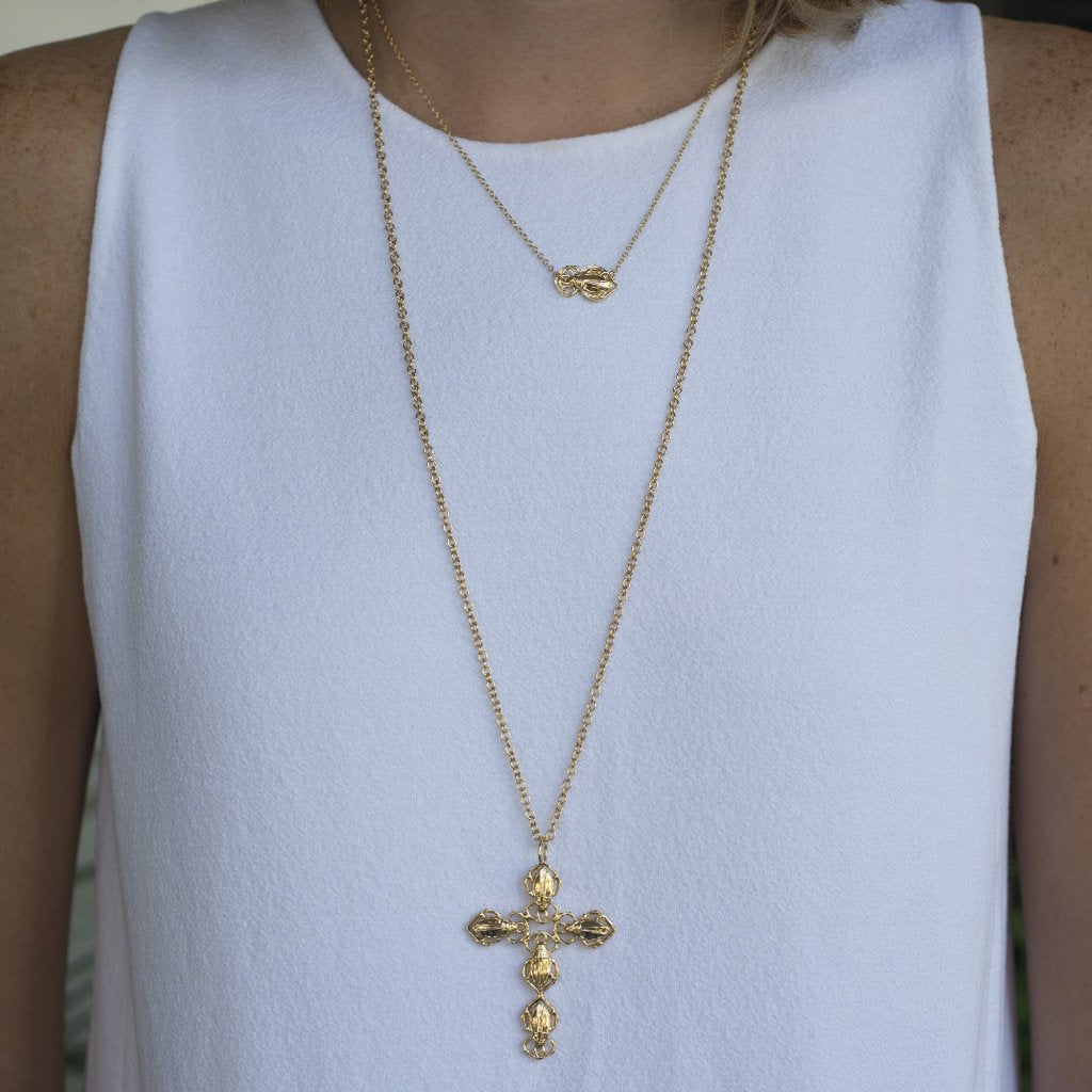 Goldbug Cross Pendant Necklace