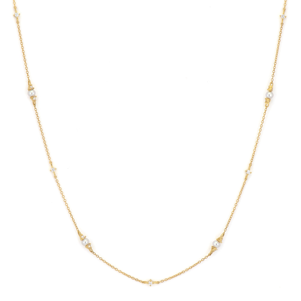 Jude Frances Pearl & Diamond Station Necklace