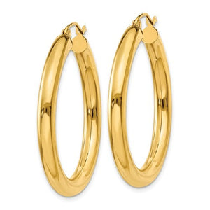 14K Yellow Gold 4x35mm Hoop Earrings