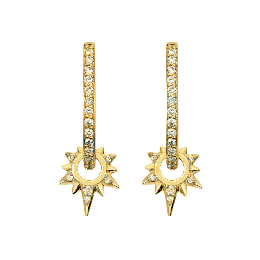 Diamond Starburst 14K Gold Earring Charms