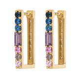 Ombré Sapphire & Diamond 14K Gold Rectangular Hoop Earrings