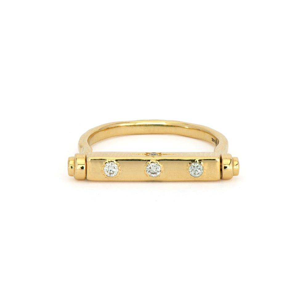 Diamond & Emerald 14K Yellow Gold Flip Ring