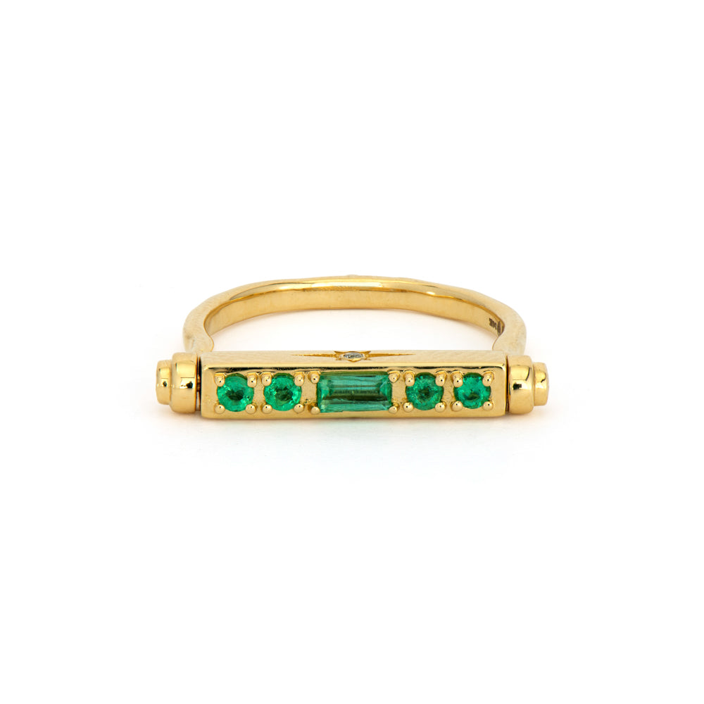 Diamond & Emerald 14K Yellow Gold Flip Ring
