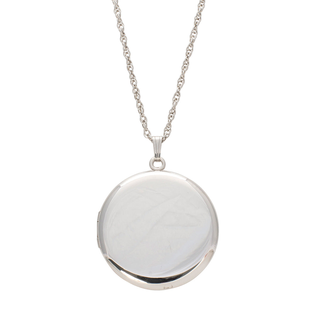 Adult Sterling Silver 33mm Round Locket Necklace