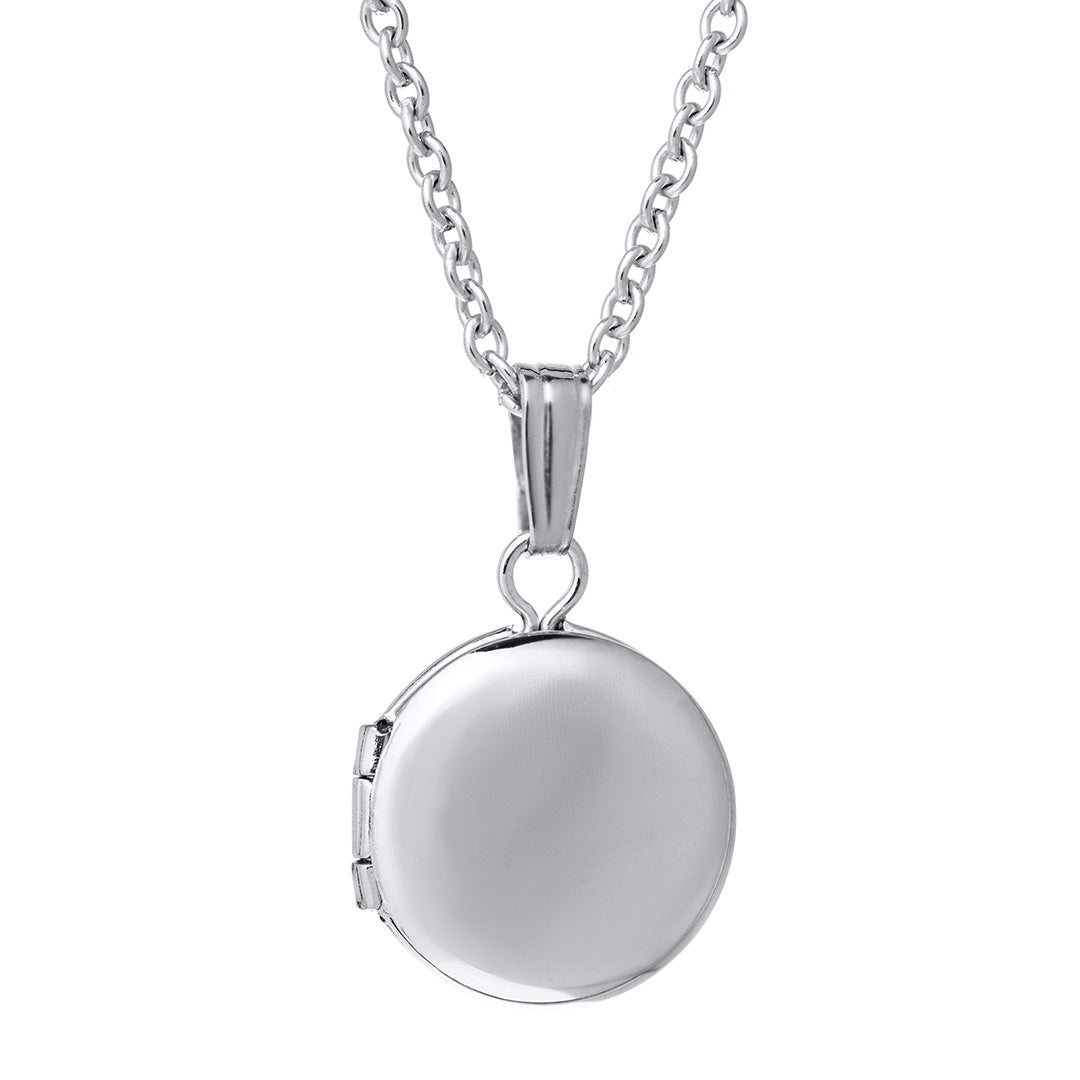 Baby Sterling Silver Round Locket Necklace