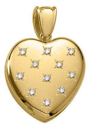 Diamond 14K Yellow Gold Heart Locket Necklace