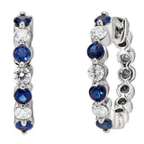 Sapphire and Diamond 14K White Gold Hoop Earrings