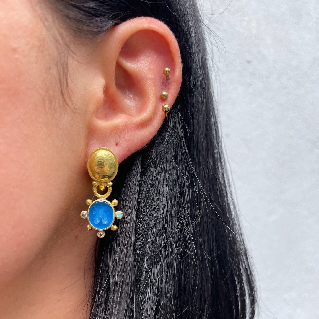 Elizabeth Locke Peacock “Mosca” Moonstone Earring Charms