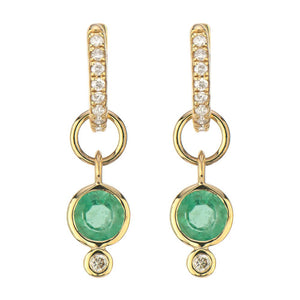 Emerald & Diamond 14K Gold Earring Charms